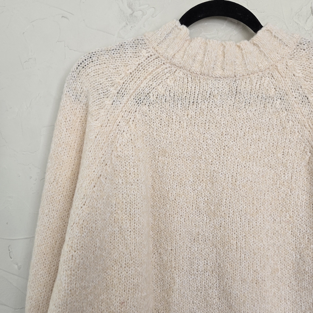 Vintage Chunky Cream Cableknit Sweater, L - Picture 7 of 9